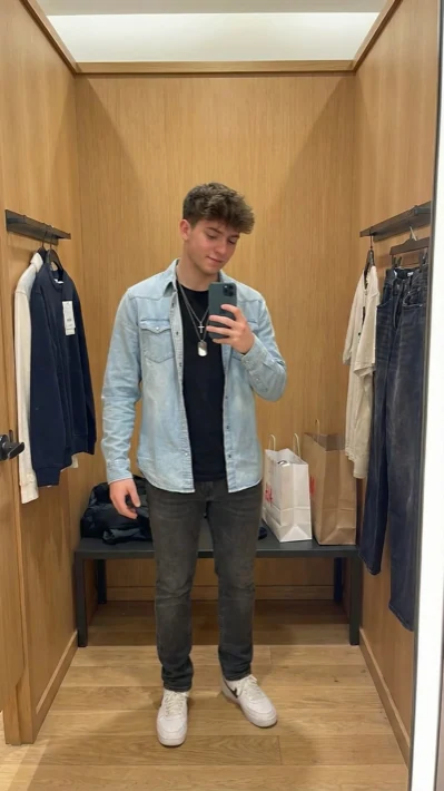 Virtual fitting room result: man trying on clothes with AI