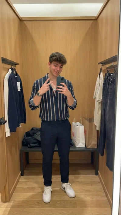 AI clothing try-on: man previewing outfit virtually